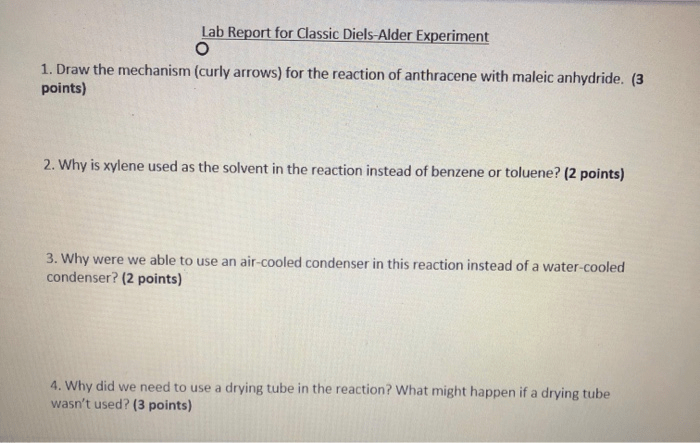 Diels alder reaction lab report