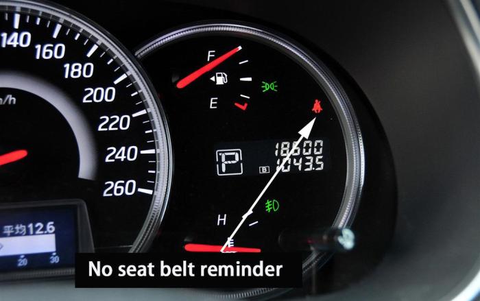 Which symbol represents a safety belt reminder or warning