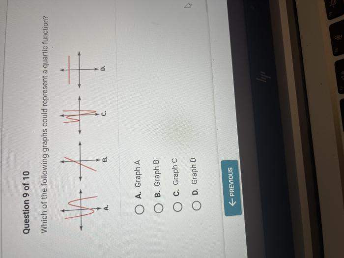 Which of the following graphs could represent a quartic function