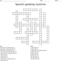 Spanish speaking countries crossword answer key